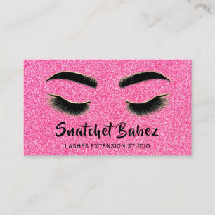  Microblading Makeup Eyelash Studio Logo QR Pink Business Card