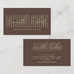 Microblading modern typography script brown business card