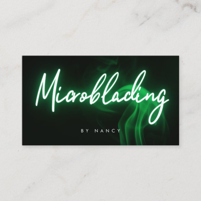 Microblading Neon Green  Business Card (Front)