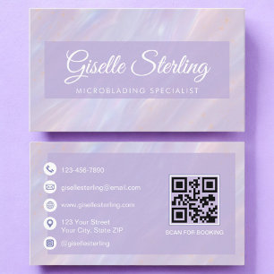 Microblading QR Code Iridescent Pastel Opal  Business Card