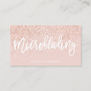 Microblading rose gold glitter blush pink business card