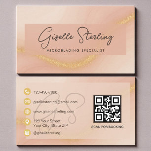Microblading Watercolor QR Code Business Card