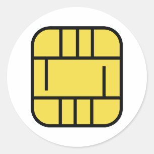 microchip credit card classic round sticker