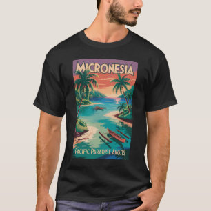Micronesia Boats Illustration Travel Art Vintage T-Shirt