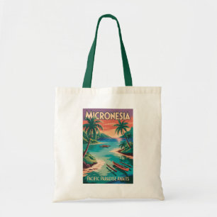 Micronesia Boats Illustration Travel Art Vintage Tote Bag