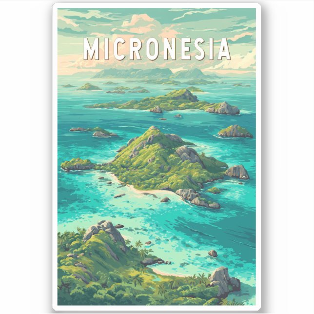 Micronesia Illustration Travel Art Vintage (Front)