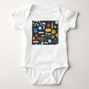 Microorganisms Dark Blue: Biology Pattern Baby Bodysuit