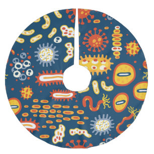 Microorganisms Dark Blue: Biology Pattern Brushed Polyester Tree Skirt