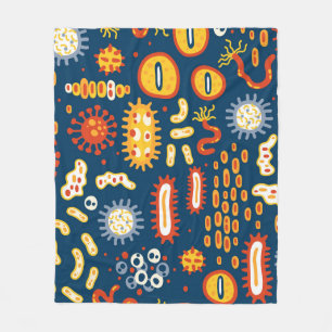 Microorganisms Dark Blue: Biology Pattern Fleece Blanket