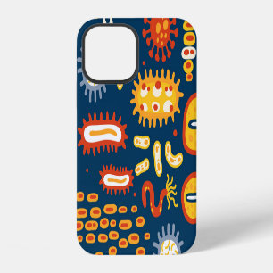 Microorganisms Dark Blue: Biology Pattern iPhone 12 Case