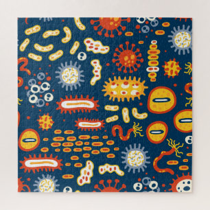 Microorganisms Dark Blue: Biology Pattern Jigsaw Puzzle