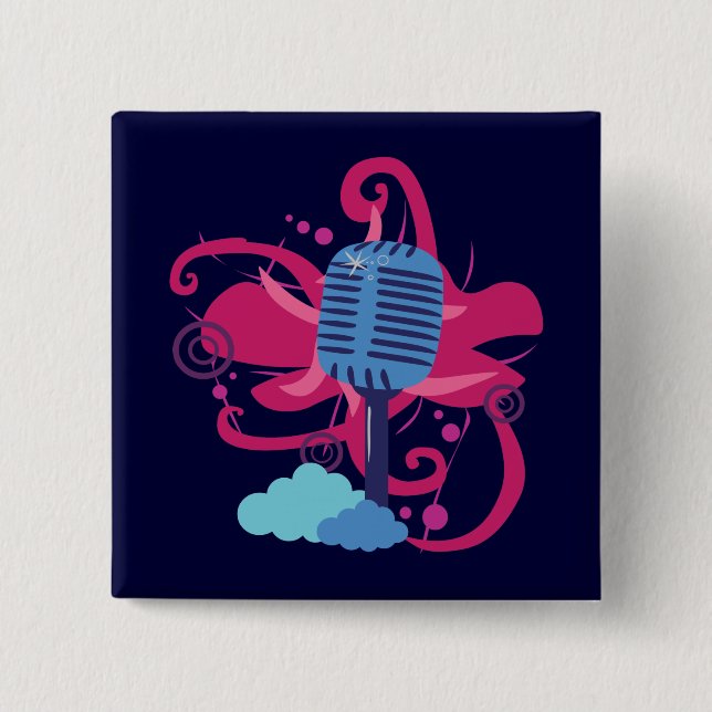 Microphone Art Explosion 15 Cm Square Badge (Front)
