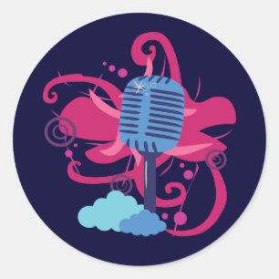 Microphone Art Explosion Classic Round Sticker