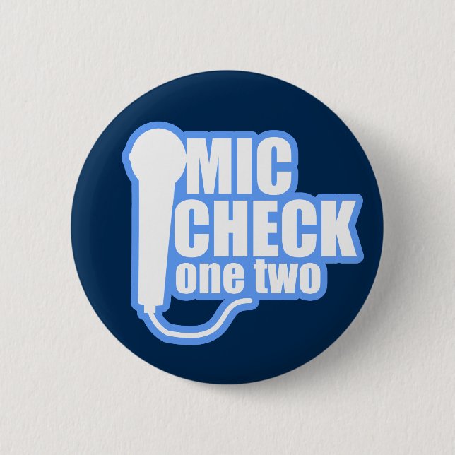 Microphone Chequered 6 Cm Round Badge (Front)
