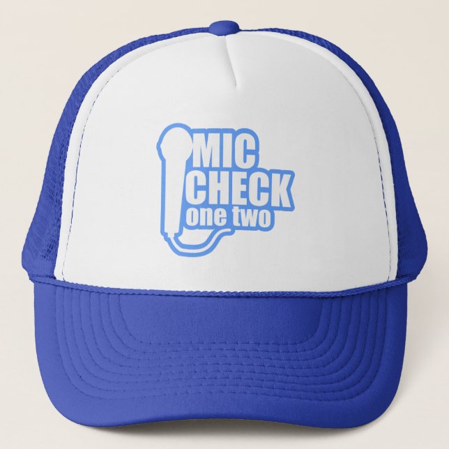 Microphone Chequered Trucker Hat (Front)