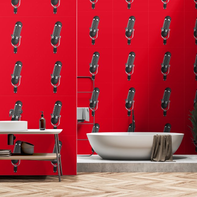 Microphone Custom Colour Red Wallpaper (Bathroom)