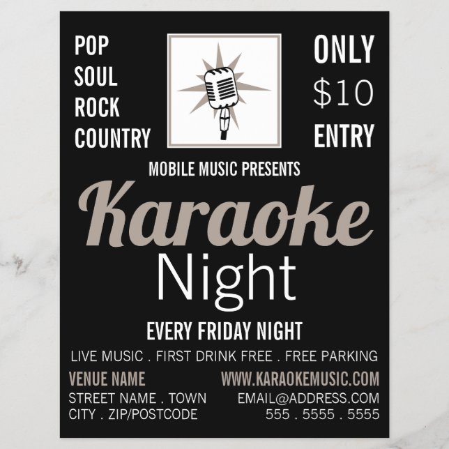 Microphone Design, Karaoke Event Advertising Flyer (Front)