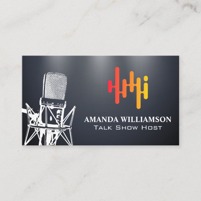 Microphone | Digital Audio Logo Business Card (Front)