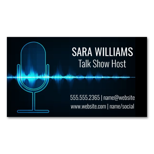 Microphone | Digital Sound Wave Magnetic Business Card (Front)