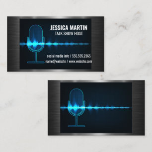 Microphone   Digital Sound Wave   Metallic Business Card