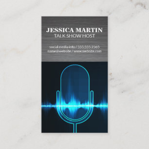 Microphone   Digital Sound Wave   Metallic Business Card