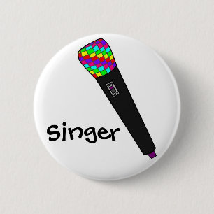 microphone disco 6 cm round badge