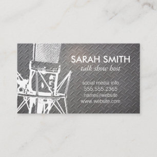 Microphone / Entertainment   Metallic Background Business Card