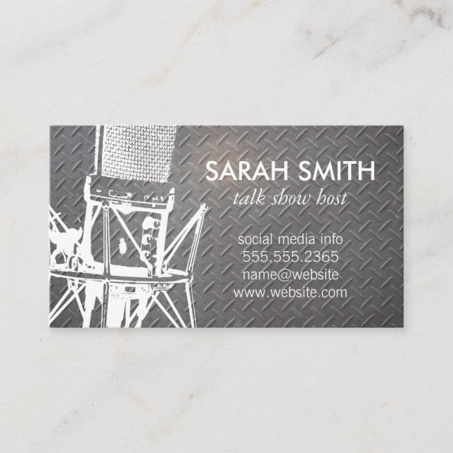 Microphone / Entertainment | Metallic Background Business Card (Front)