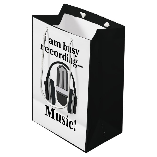 Microphone Headphone Recording Music Medium Gift Bag (Front Angled)