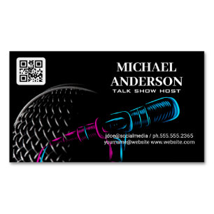 Microphone Logo   Podcast Vlogger Magnetic Business Card