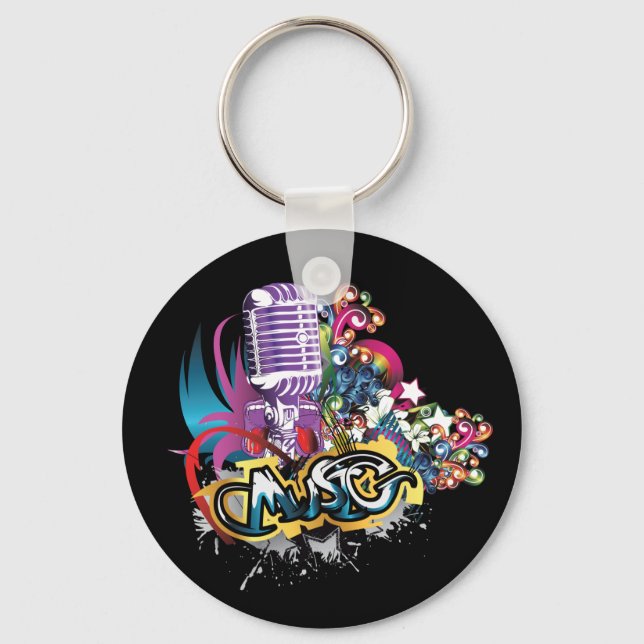 Microphone ~ Mike Audio Sing Singing Music Key Ring (Front)