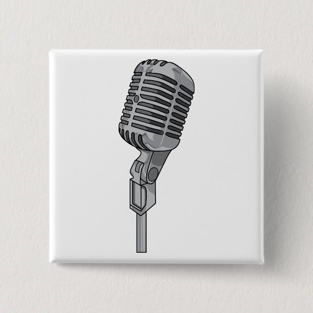 Microphone Mike ~ Audio Sound Music 15 Cm Square Badge (Front)