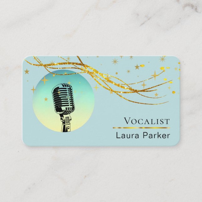 Microphone Music Vocalist Voice Over Artist Business Card (Front)