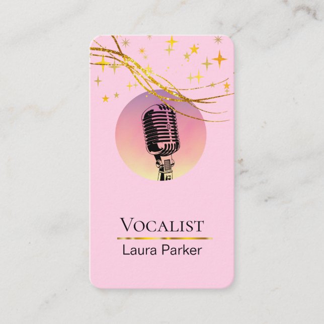Microphone Music Vocalist Voice Over Artist Business Card (Front)