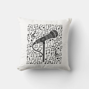 Microphone Musical Notes, Singer Music Teacher Cushion