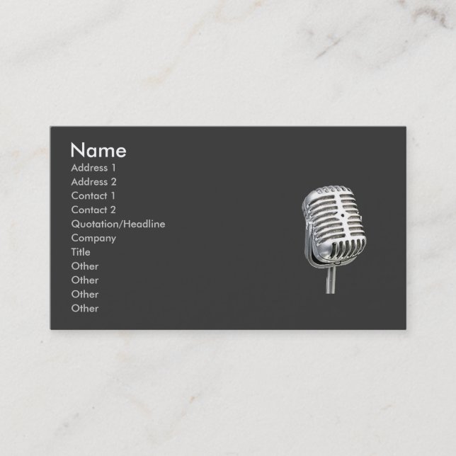 microphone old style business card (Front)