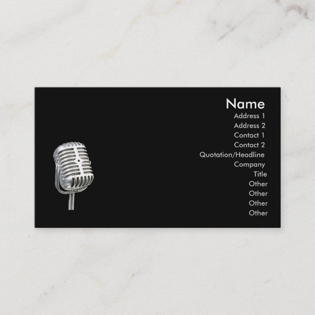microphone old style business card left (Front)