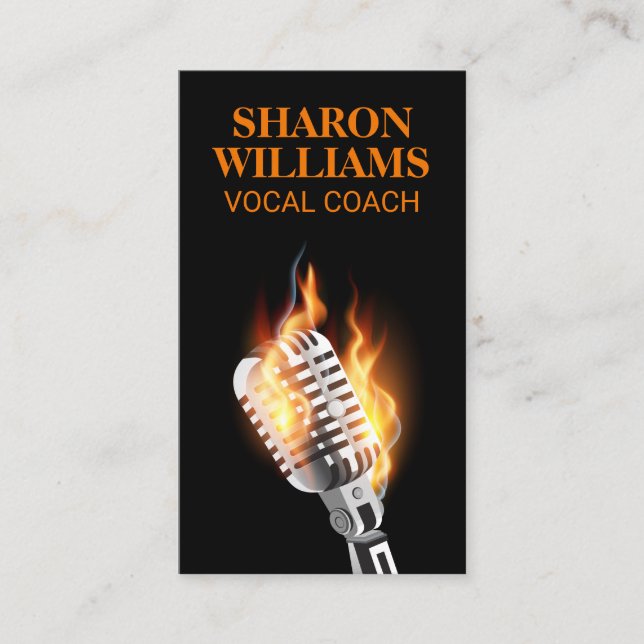 Microphone on Fire Business Card (Front)