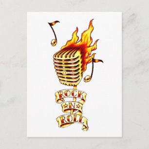 Microphone on fire postcard
