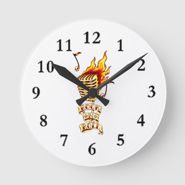 Microphone on fire round clock (Front)
