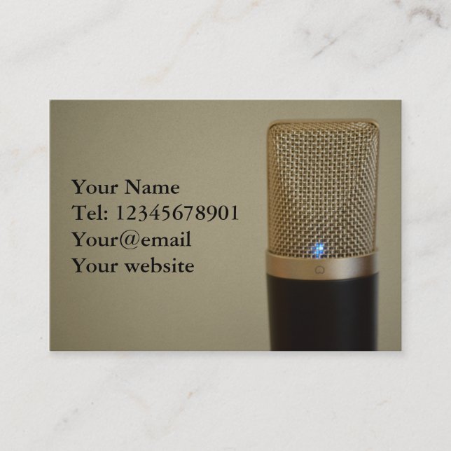 Microphone on light background business card (Front)
