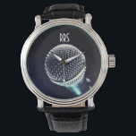 Microphone Personalised Monogram Singer's Watch<br><div class="desc">Personalised cool gift for singers,  vocalists.  For you to personalise/customise with recepient's initials/name,  choose ideal font,  font colour or delete it if not needed.  Available in many different styles & colours.</div>