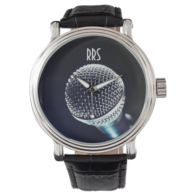 Microphone Personalised Monogram Singer's Watch (Front)