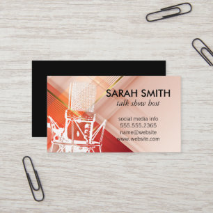Microphone / Red Orange Background Business Card