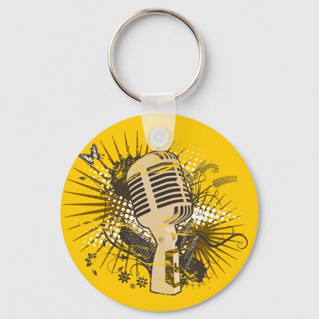 Microphone Retro Key Ring (Front)