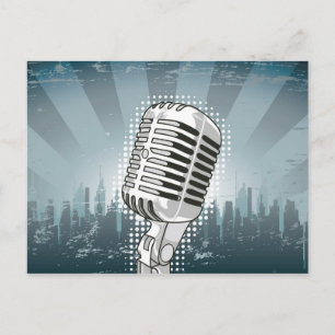 Microphone Rock and Roll Postcard