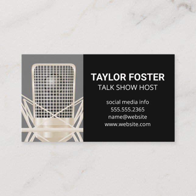 Microphone Singer | Talk Show | Podcast Business Card (Front)