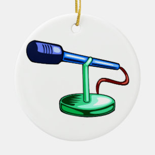 Microphone Small Stand Blue and Green Graphic Ceramic Tree Decoration