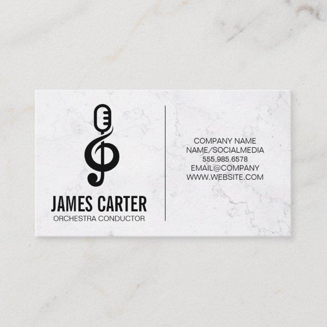 Microphone Sound Note Logo Business Card (Front)