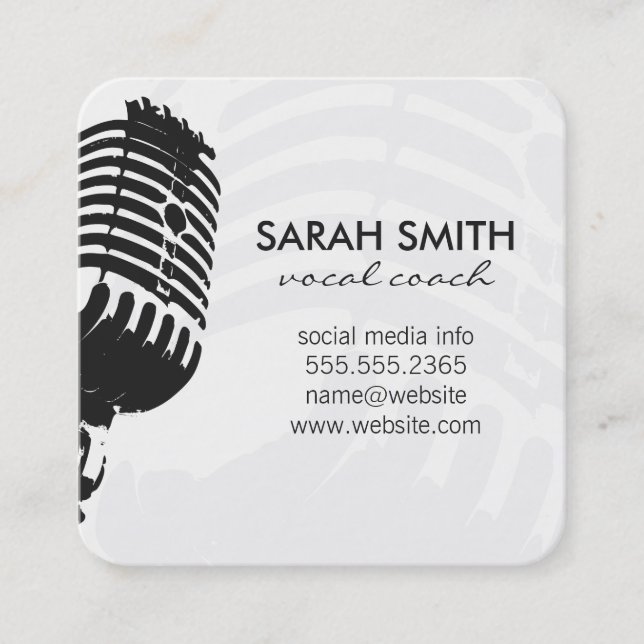 Microphone Square Business Card (Front)